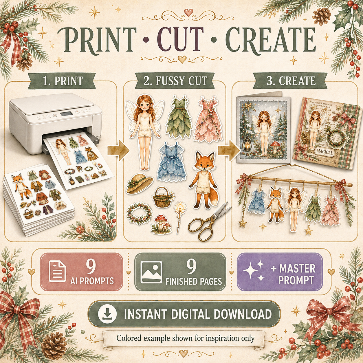 Whimsical Dress-Up Paper Doll AI Prompt Pack