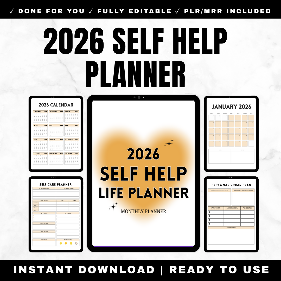 Self-love planner and journal with affirmations, self-care trackers, confidence building exercises and boundary worksheets with PLR resell rights
