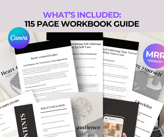 Social media marketing workbook PLR covering Stories, content creation, and sales strategies